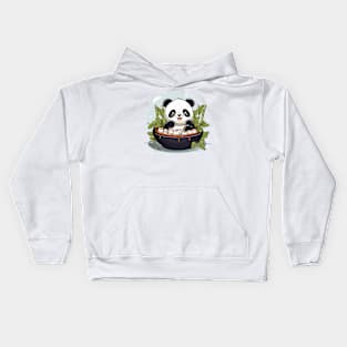 Panda Food Passion: Cuddly Charm Ramen Panda Feast Mode: Culinary Cuteness Kids Hoodie